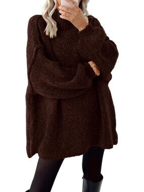 Mock Neck Cable Knit Oversized Fall Sweaters for Women 2026 Trendy